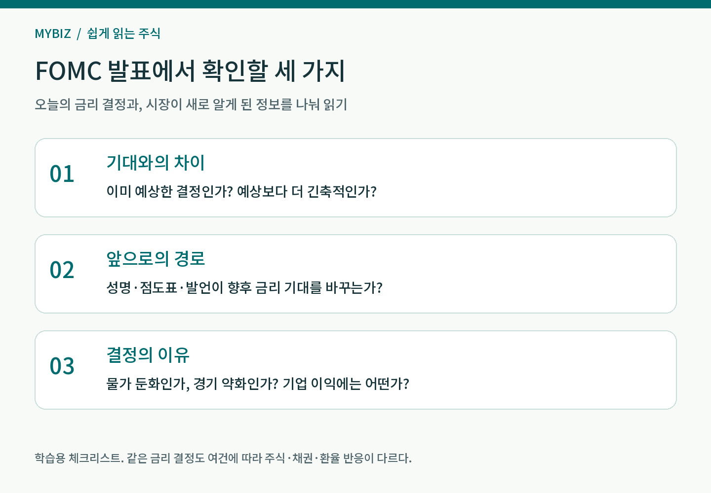 FOMC 발표 뒤 주가가 움직이는 이유: 금리보다 먼저 볼 세 가지